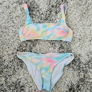 Small Xhilaration Blue and Pink Tie Dye Bikini Set